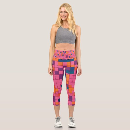 Rotes Blocklegieren Capri Leggings (Vorderseite)