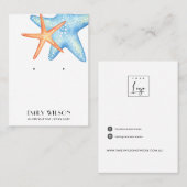 ROTES BLUE STAR FISH AQUATIC STUD EARRING DISPLAY VISITENKARTE (Vorne/Hinten)