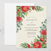 Rotes Blühen Hochzeit im Frühling Einladung (Vorne/Hinten)