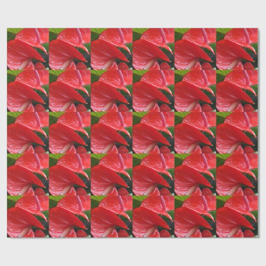 Rotes Blume Wrapping Paper Geschenkpapier (Flach)