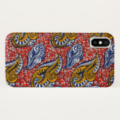 Rotes Blumen afrikanischen Gewebe iPhone Falles Case-Mate iPhone Hülle (Rückseite (Horizontal))