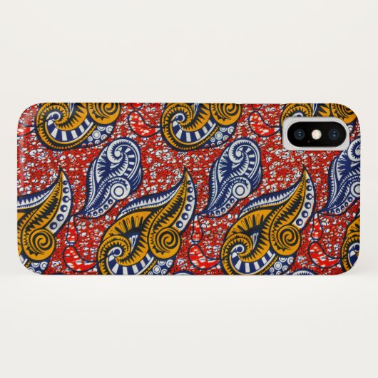 Rotes Blumen afrikanischen Gewebe iPhone Falles Case-Mate iPhone Hülle (Rückseite (Horizontal))