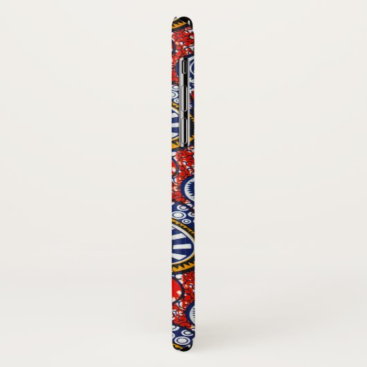 Rotes Blumen afrikanischen Gewebe iPhone Falles Case-Mate iPhone Hülle (Hinten/Links)