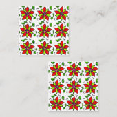 Rotes Blumen Chic Quadratische Visitenkarte (Vorne/Hinten)
