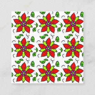 Rotes Blumen Chic Quadratische Visitenkarte