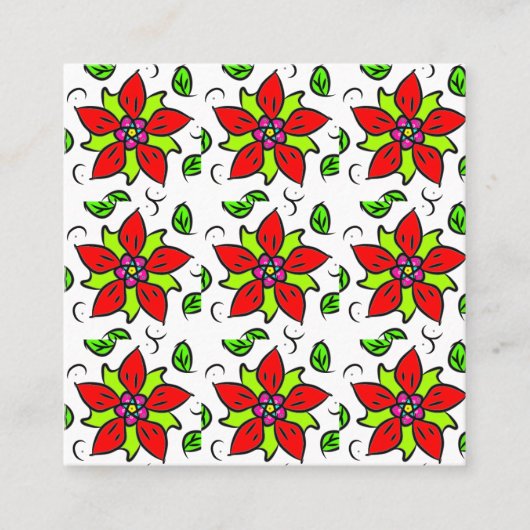 Rotes Blumen Chic Quadratische Visitenkarte (Vorderseite)