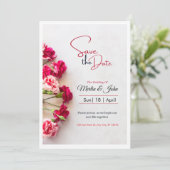 Rotes Blumen-Foto-Hochzeitsposter 'Save the Date' Save The Date (Stehend Vorderseite)