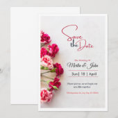 Rotes Blumen-Foto-Hochzeitsposter 'Save the Date' Save The Date (Vorne/Hinten)