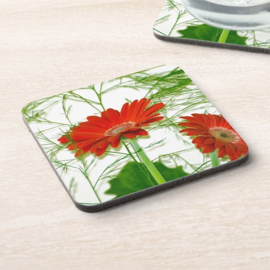 Rotes Blumen Getränkeuntersetzer (Linke Seite)