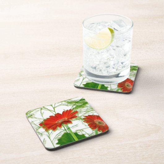 Rotes Blumen Getränkeuntersetzer (Rechte Seite)