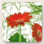 Rotes Blumen Getränkeuntersetzer (Vorderseite)