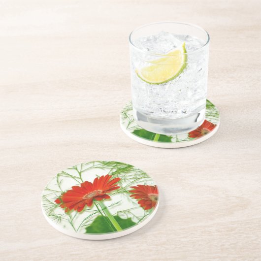Rotes Blumen Getränkeuntersetzer (Seite)