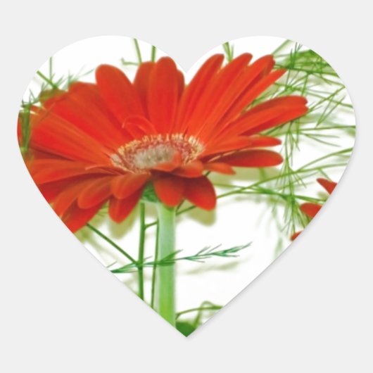 Rotes Blumen Herz-Aufkleber (Vorderseite)