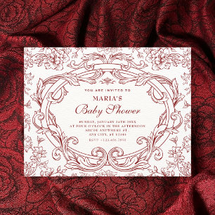 Rotes Blumen klassisches Vintage-Abschluss Einladung