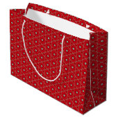 Rotes Blumen-Muster-große Geschenk-Tasche Große Geschenktüte (Rückseite Schrägansicht)