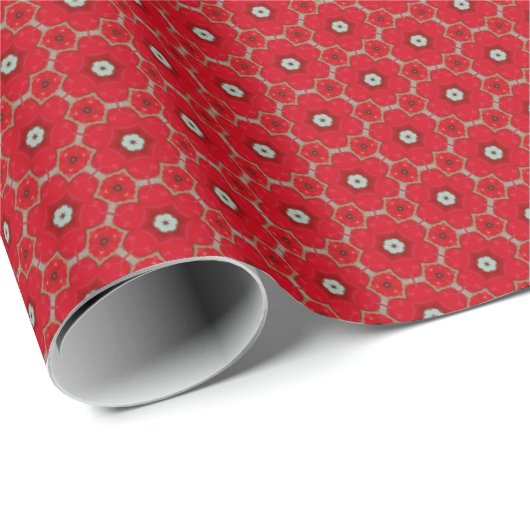 Rotes Blumen-Muster-Verpackungs-Papier Geschenkpapier (Rolleneckpunkt)