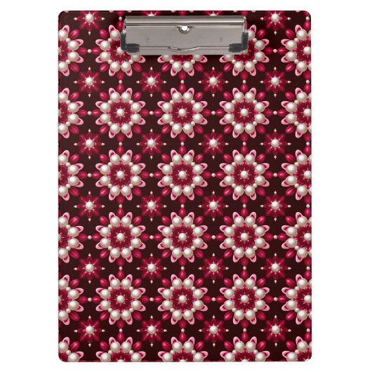 🌸 Rotes Blumen-Perlen-Schreibtisch-Mappe-Geschenk Klemmbrett (Vorderseite)