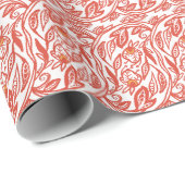Rotes Blumen-Toile Geschenkpapier (Rolleneckpunkt)