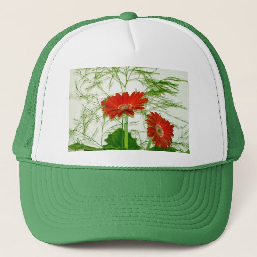 Rotes Blumen Truckerkappe (Vorderseite)
