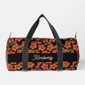 Rotes Blumen-Wasserfarben-Monogramm Duffle Bag (Rückseite)
