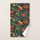 Rotes Blumen-William-Morris-Druckmuster Badhandtuch Set (Handtuch)