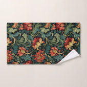 Rotes Blumen-William-Morris-Druckmuster Badhandtuch Set (Handtuch)