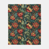 Rotes Blumen-William-Morris-Druckmuster Fleecedecke (Vorderseite)