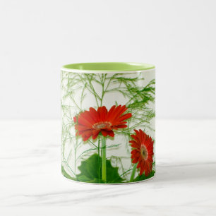 Rotes Blumen Zweifarbige Tasse
