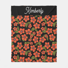 Rotes Blumenaquarell Namensschild Fleecedecke