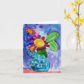 Rotes Blumenblatt durch Elyse Bobczynski, Alter 5 Karte (Gelbe Blume)