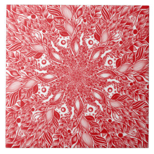 Rotes Blumenblatt Fliese