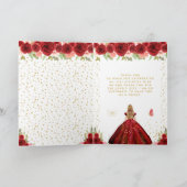 Rotes Blumenblondhaar Mädchen Geburtstag Dankeskarte (Innenseite)
