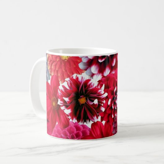 Rotes Blumenbouquet Kaffeetasse (Vorderseite Links)