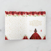 Rotes Blumenbraut-Haar Mädchen Geburtstag Dankeskarte (Innenseite)