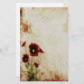 Rotes Blumenbriefpapier Briefpapier (Vorne/Hinten)