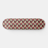 Rotes Blumencluster-Muster Skateboard (Horizontal)