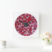 rotes Blumendesign Quadratische Wanduhr (Zuhause)