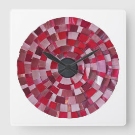rotes Blumendesign Quadratische Wanduhr