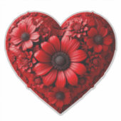 Rotes Blumenherz aus Blumen Aufkleber (Vorderseite)
