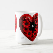 Rotes Blumenherz aus Blumen Kaffeetasse (VorderseiteRechts)