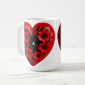 Rotes Blumenherz aus Blumen Kaffeetasse (Vorderseite Links)