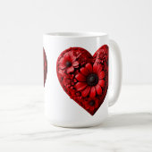Rotes Blumenherz aus Blumen Kaffeetasse (VorderseiteRechts)