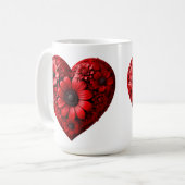Rotes Blumenherz aus Blumen Kaffeetasse (Vorderseite Links)