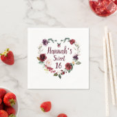 Rotes Blumenherz Sweet 16 Party Serviette (Beispiel)