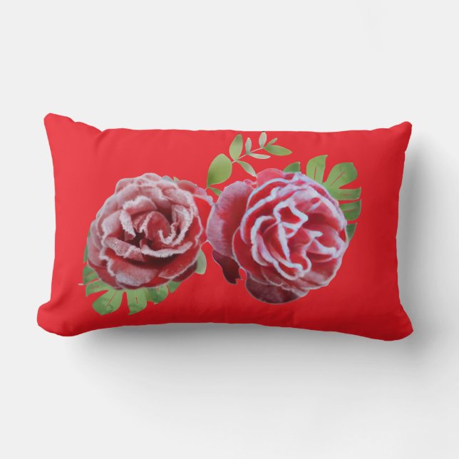 rotes Blumenkissen Lendenkissen (Vorderseite)