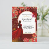 Rotes Blumenkleid Butterfly Brautparty Einladung (Stehend Vorderseite)