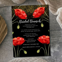Rotes Blumenmenü Eleganter Glitzer Bridal Brunch M