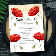 Rotes Blumenmenü Eleganter Glitzer Bridal Brunch M