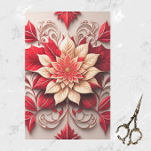 Rotes Blumenmotiv Poinsettia Elegante Illustration Seidenpapier