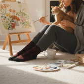 Rotes Blumenmuster auf schwarz Socken